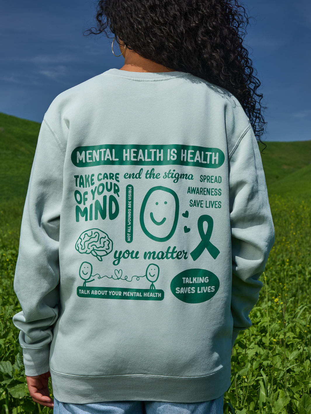 Mental Health Month Crewneck - Sage Green