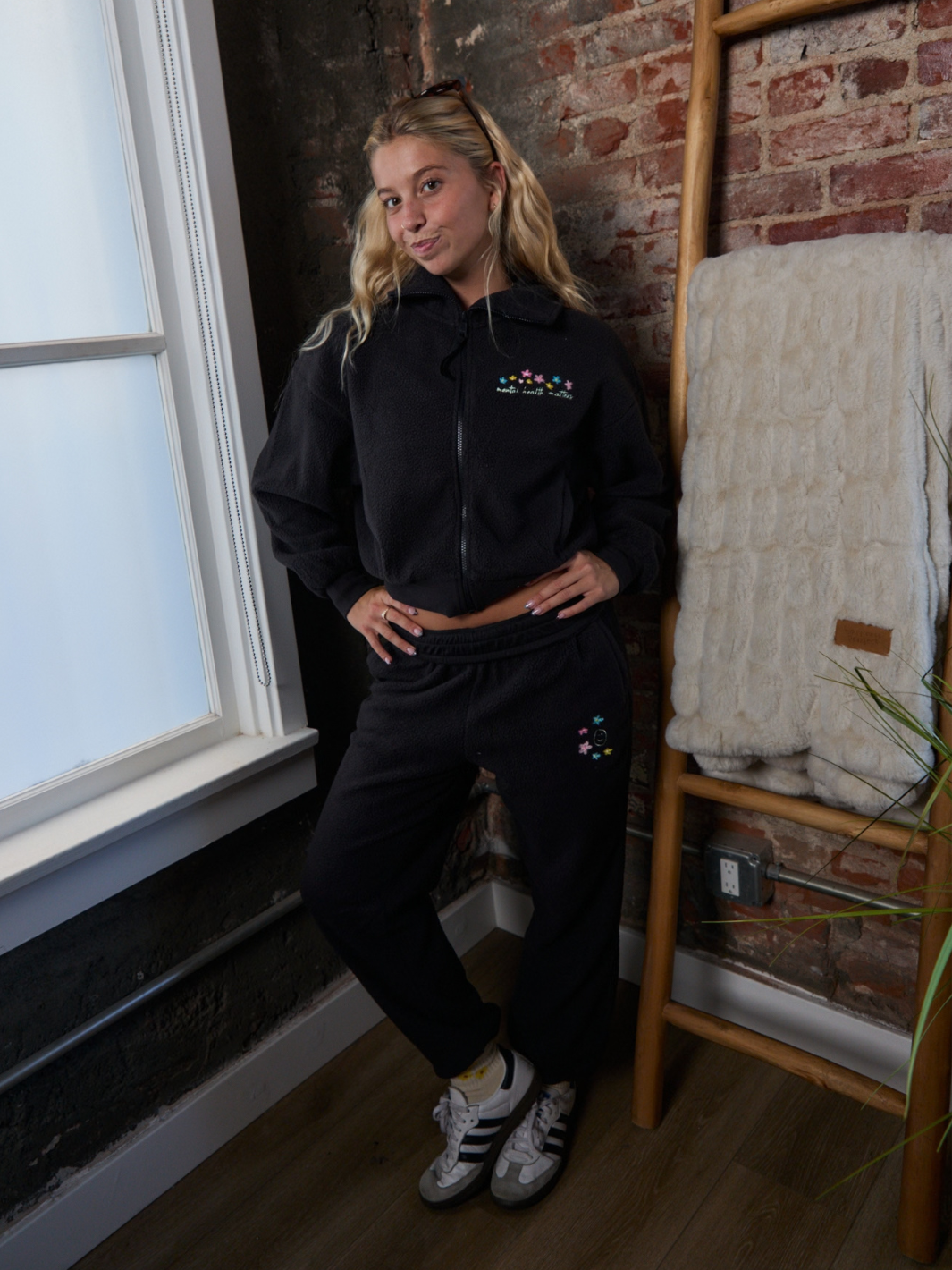 Mental Health Matters Sherpa Fleece Sweat Set - Black