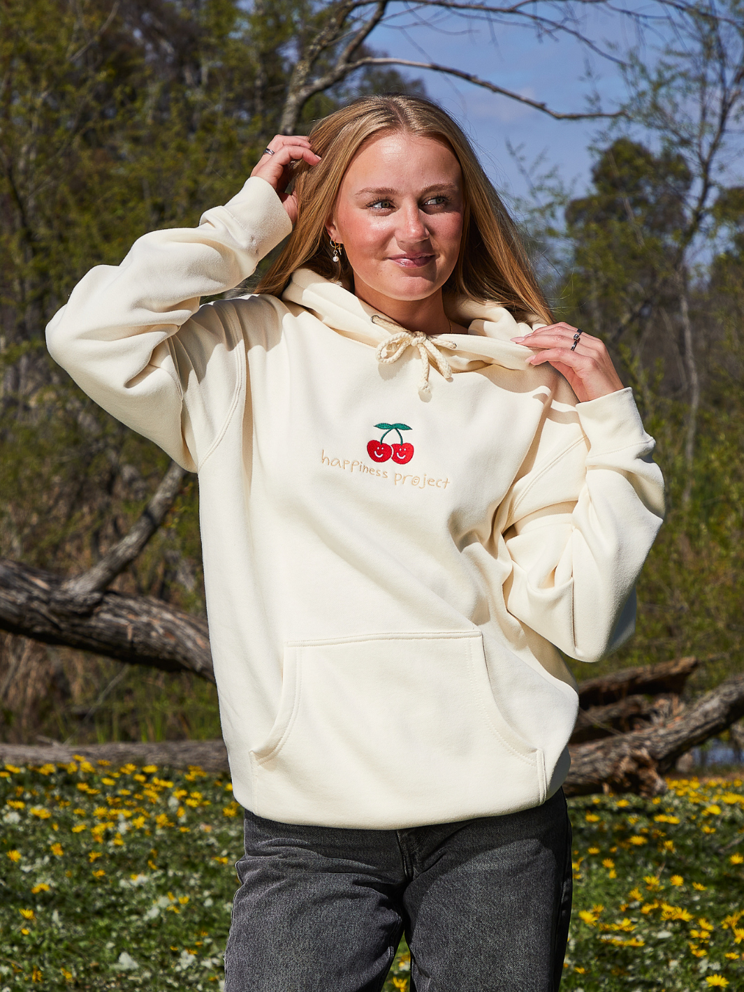 Cherry Hoodie - Cream