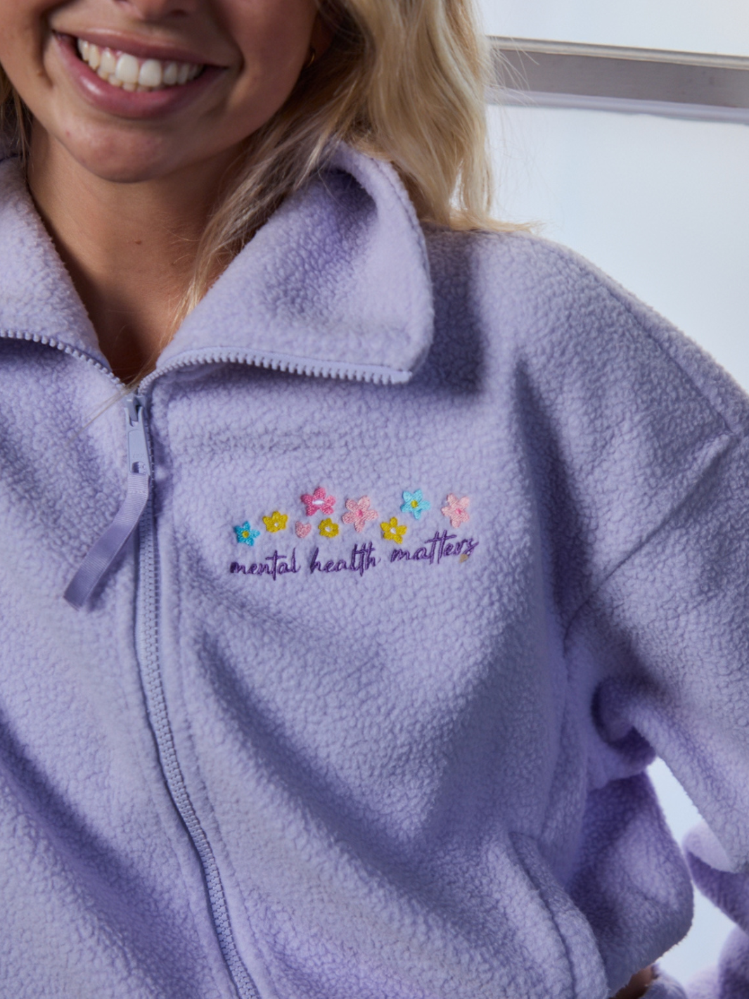 Mental Health Matters Sherpa Fleece Full Zip - Lavender