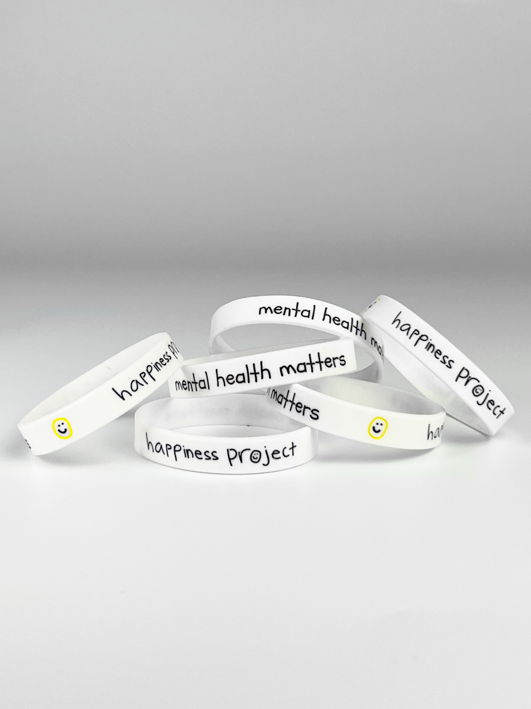 Happiness Wristband 3 Pack White