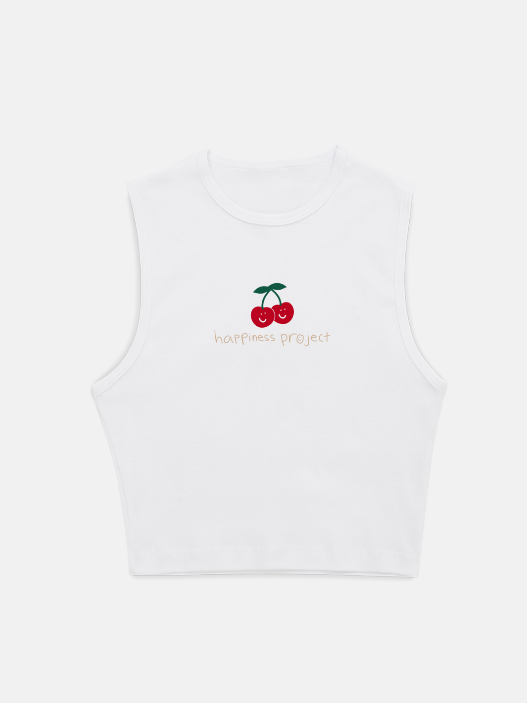 Cherry Cropped Tank - White