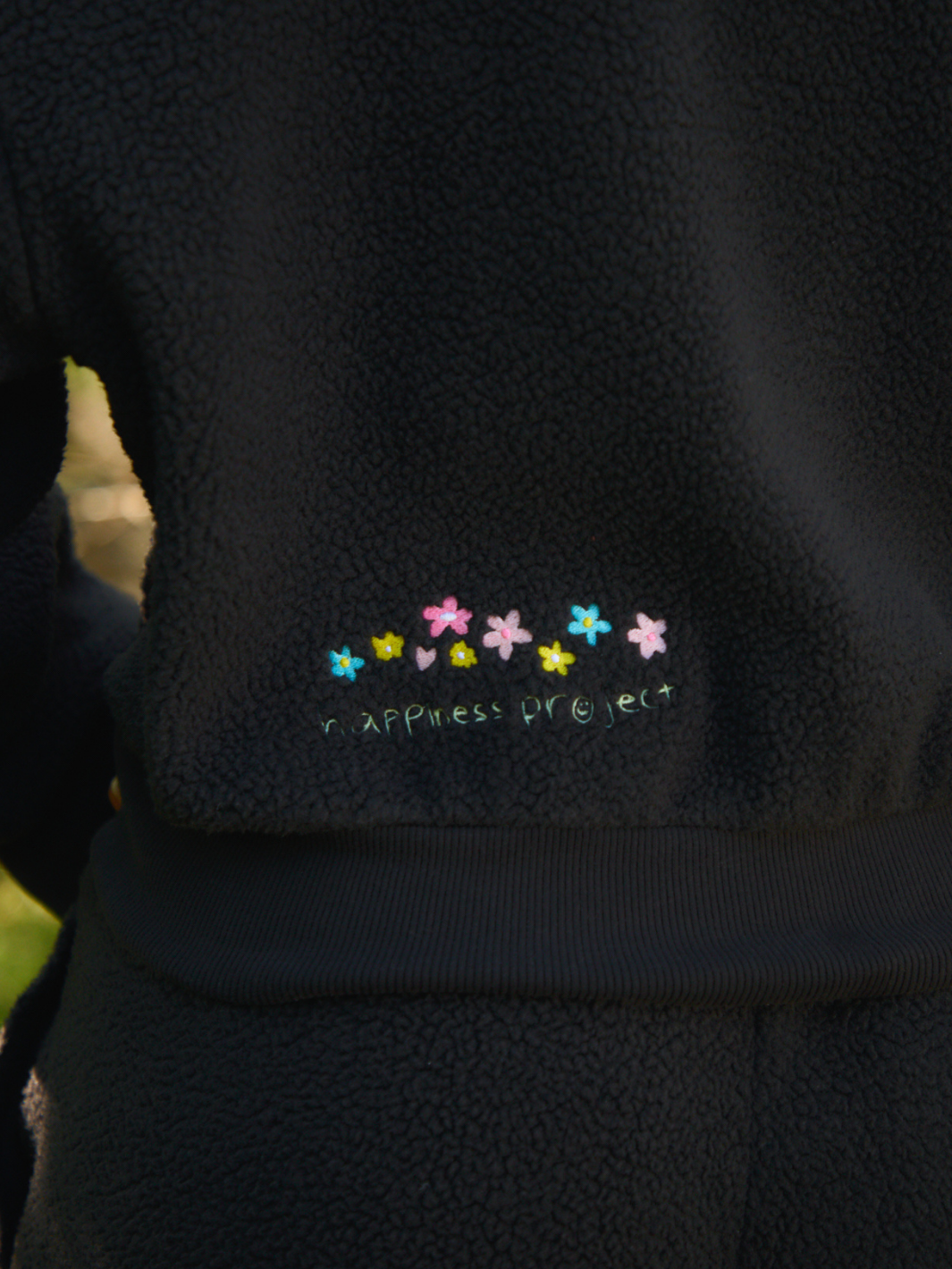 Floral Sherpa Quarter Zip - Black