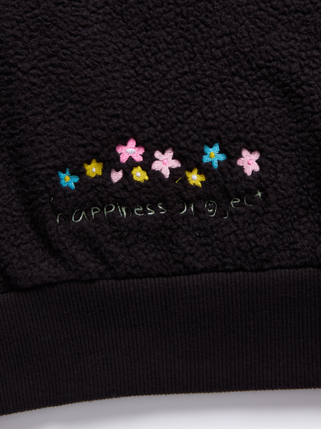 Floral Sherpa Quarter Zip - Black