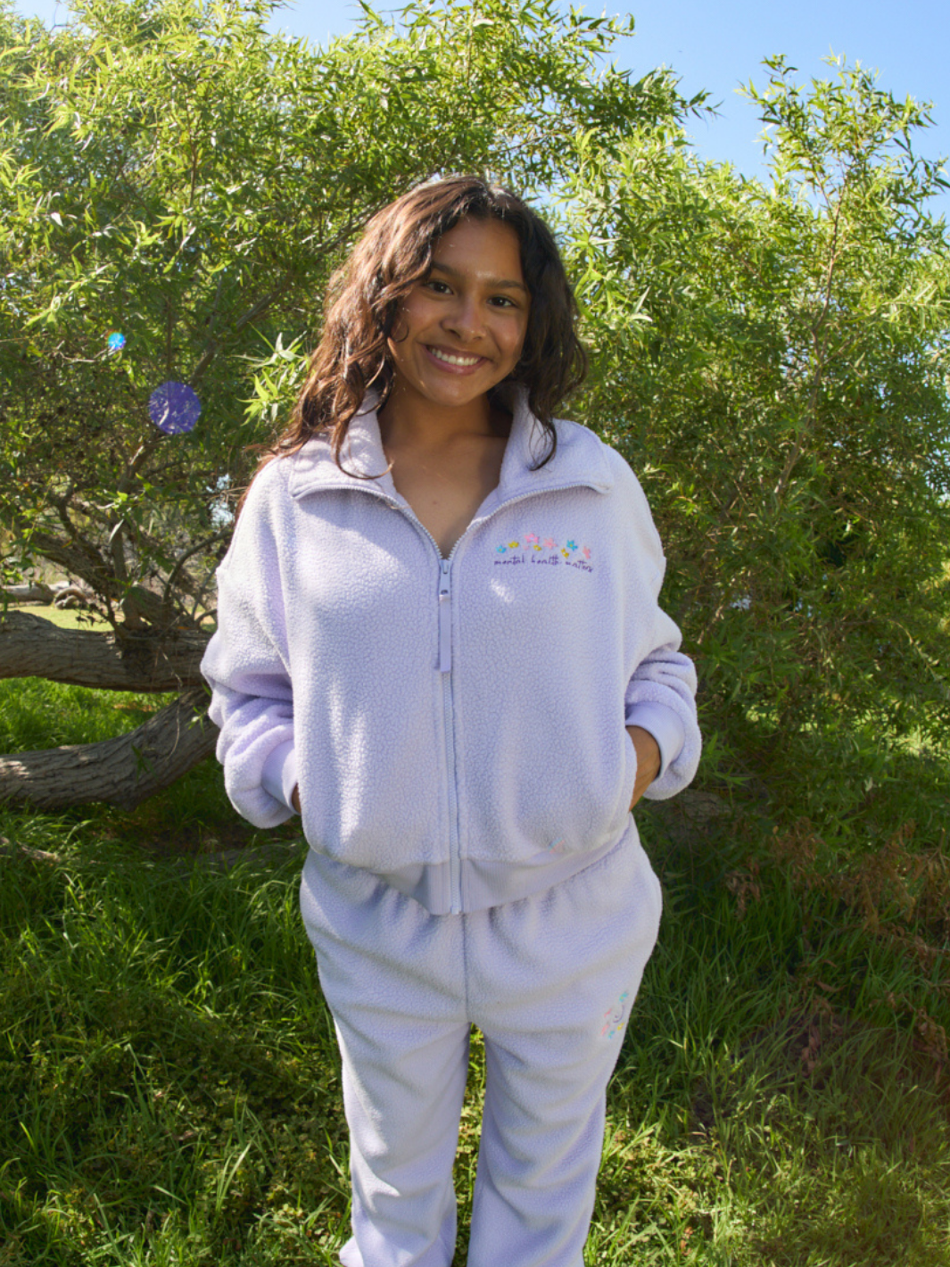 Floral Sherpa Full Zip - Lavender
