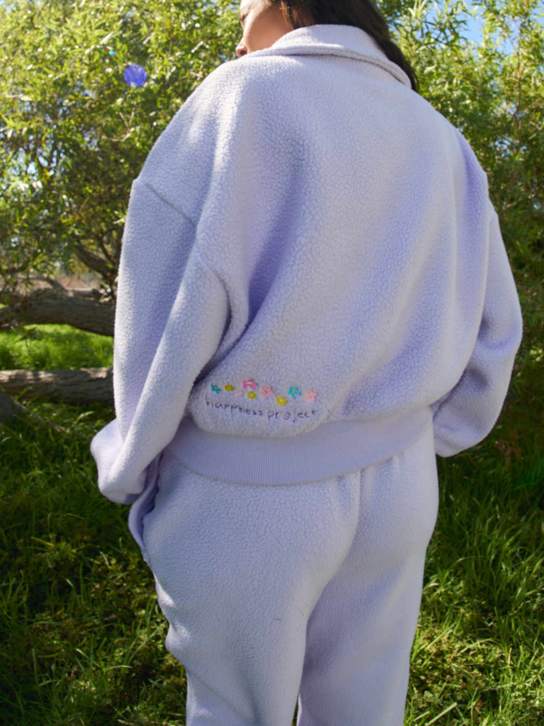 Floral Sherpa Full Zip - Lavender