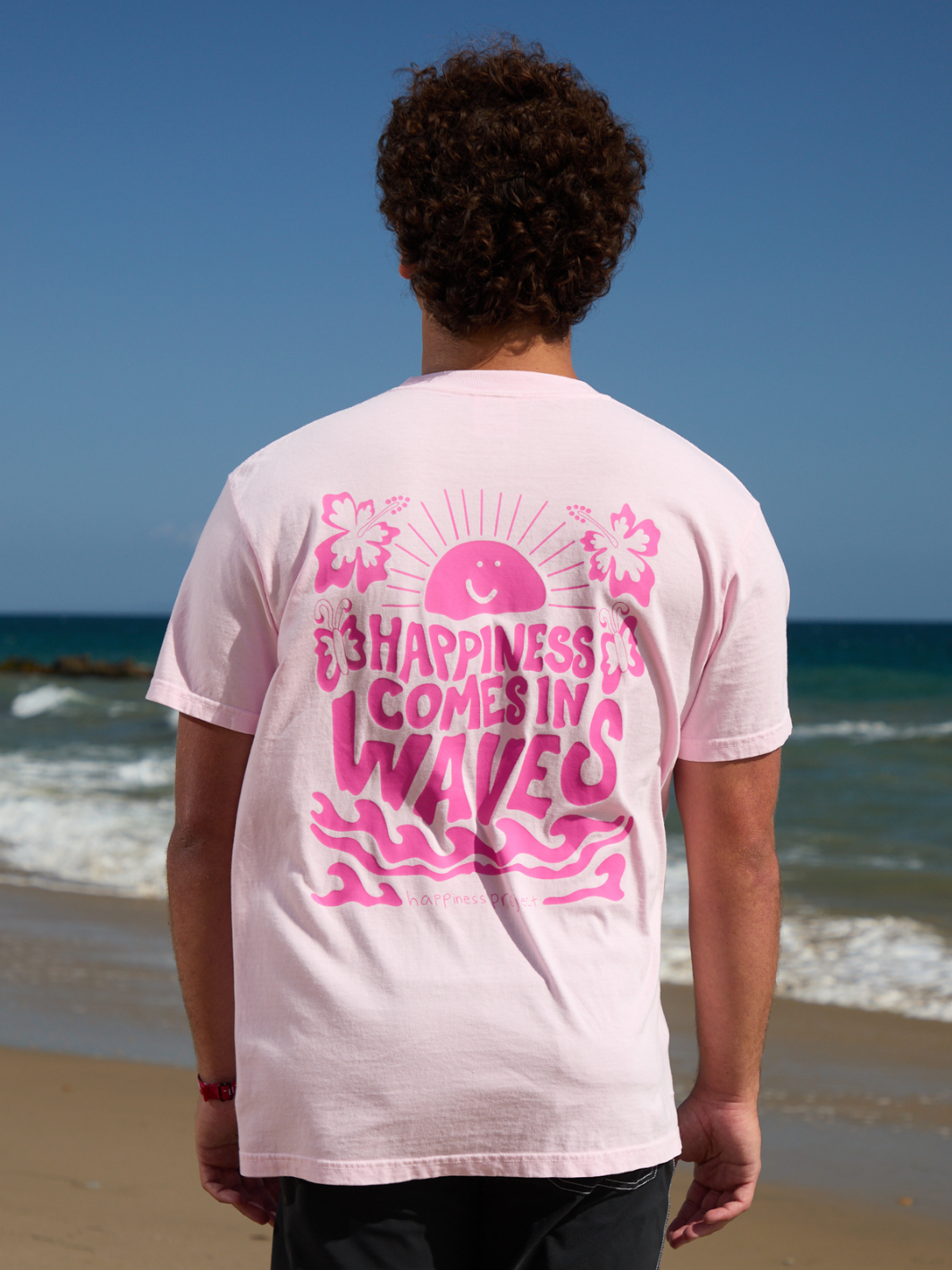 Happiness Comes in Waves T-Shirt - Pink
