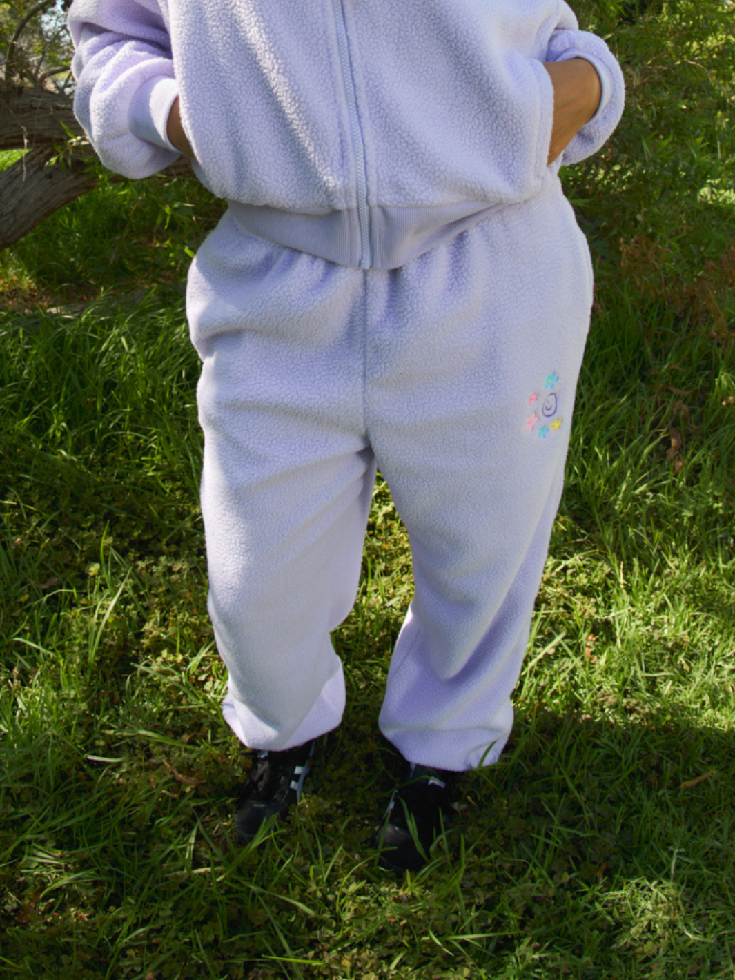 Floral Sherpa Sweatpants - Lavender