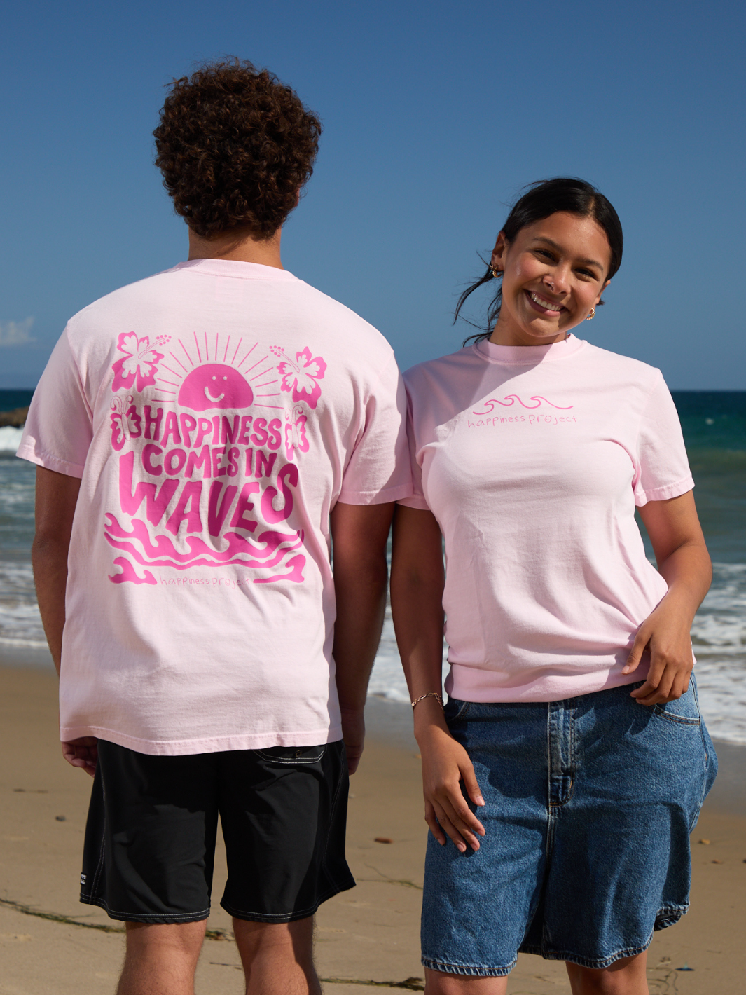 Happiness Comes in Waves T-Shirt - Pink