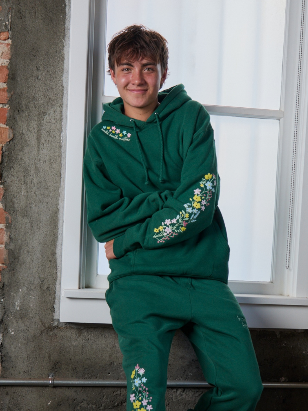 Wildflower Hoodie Set - Dark Green