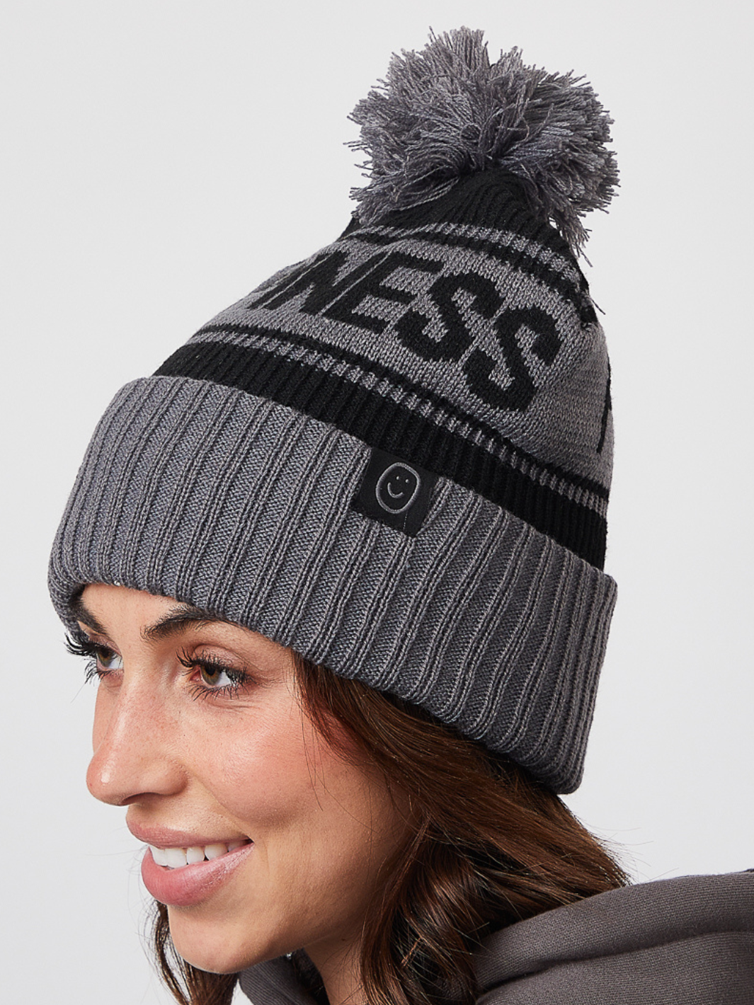 Happiness Pom Beanie - Black