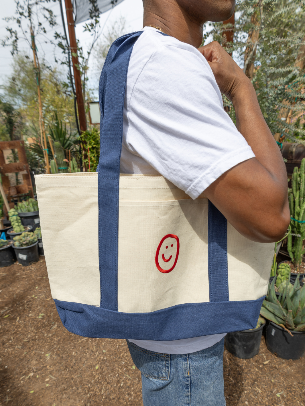 Happiness Heavy Duty Tote - Navy/Red