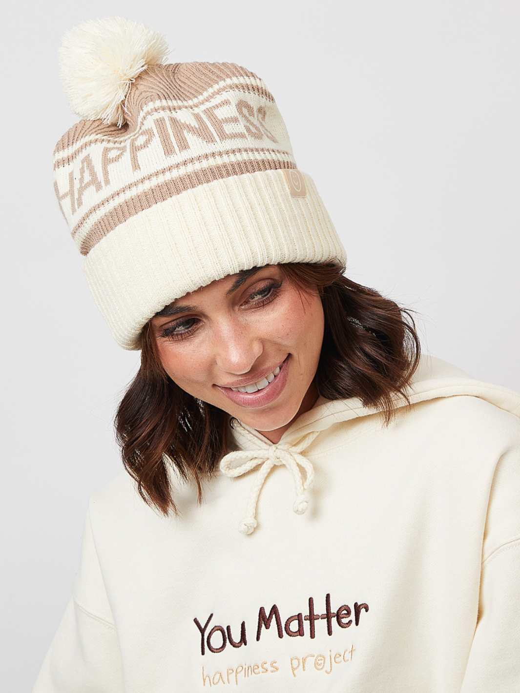 Happiness Pom Beanie - Cream