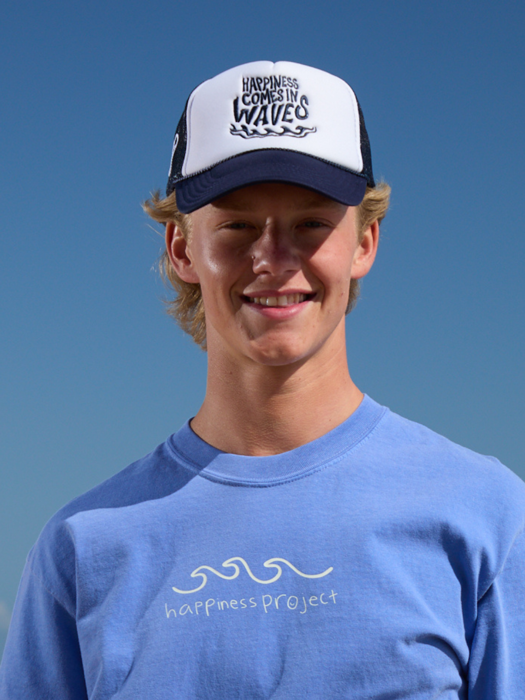 Happiness Comes In Waves Trucker Hat