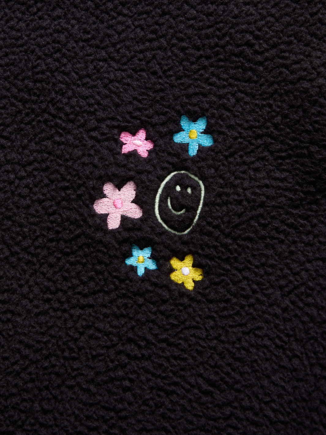Floral Sherpa Sweatpants - Black