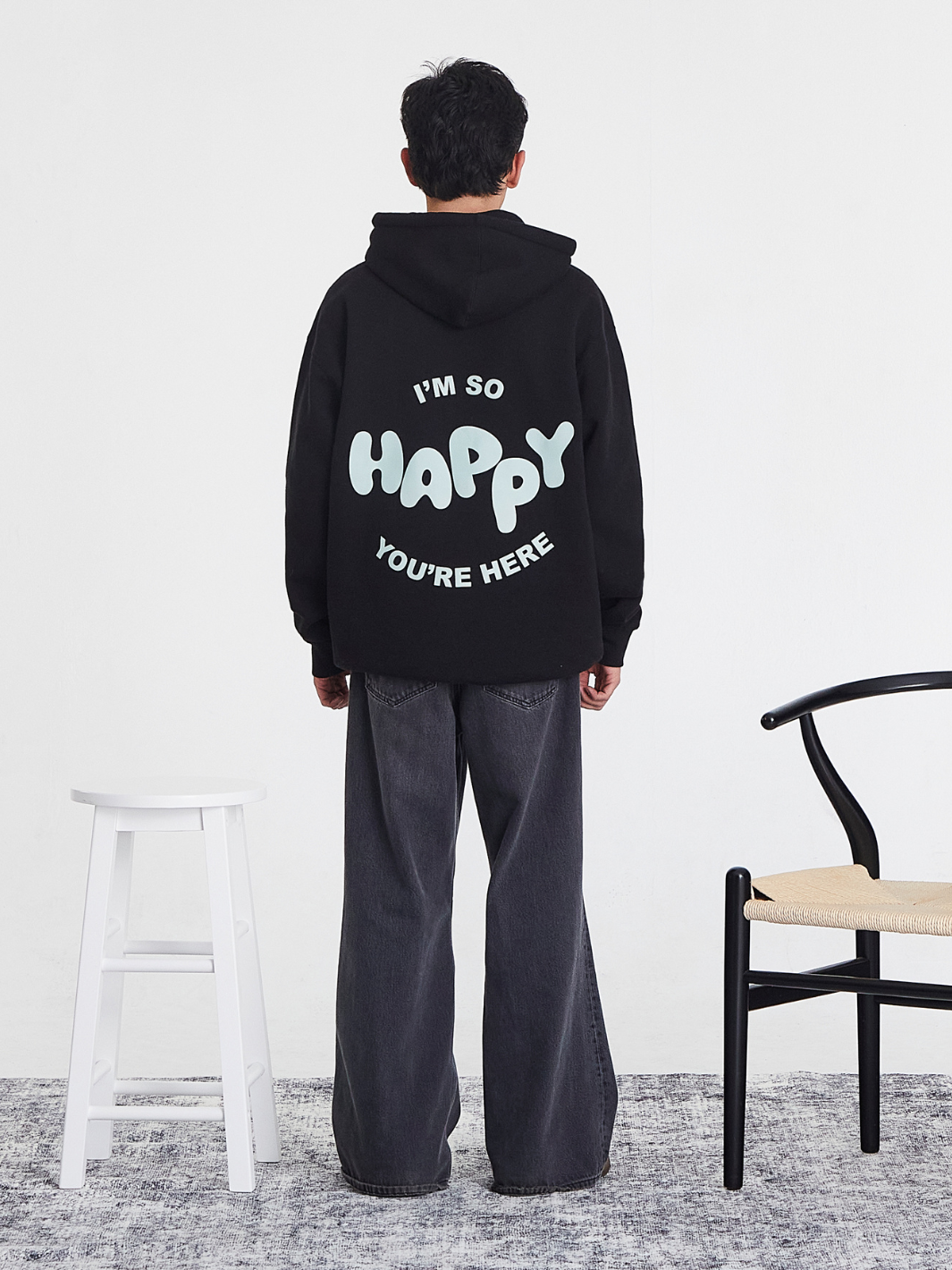 Happy You're Here Hoodie - Black/Matcha