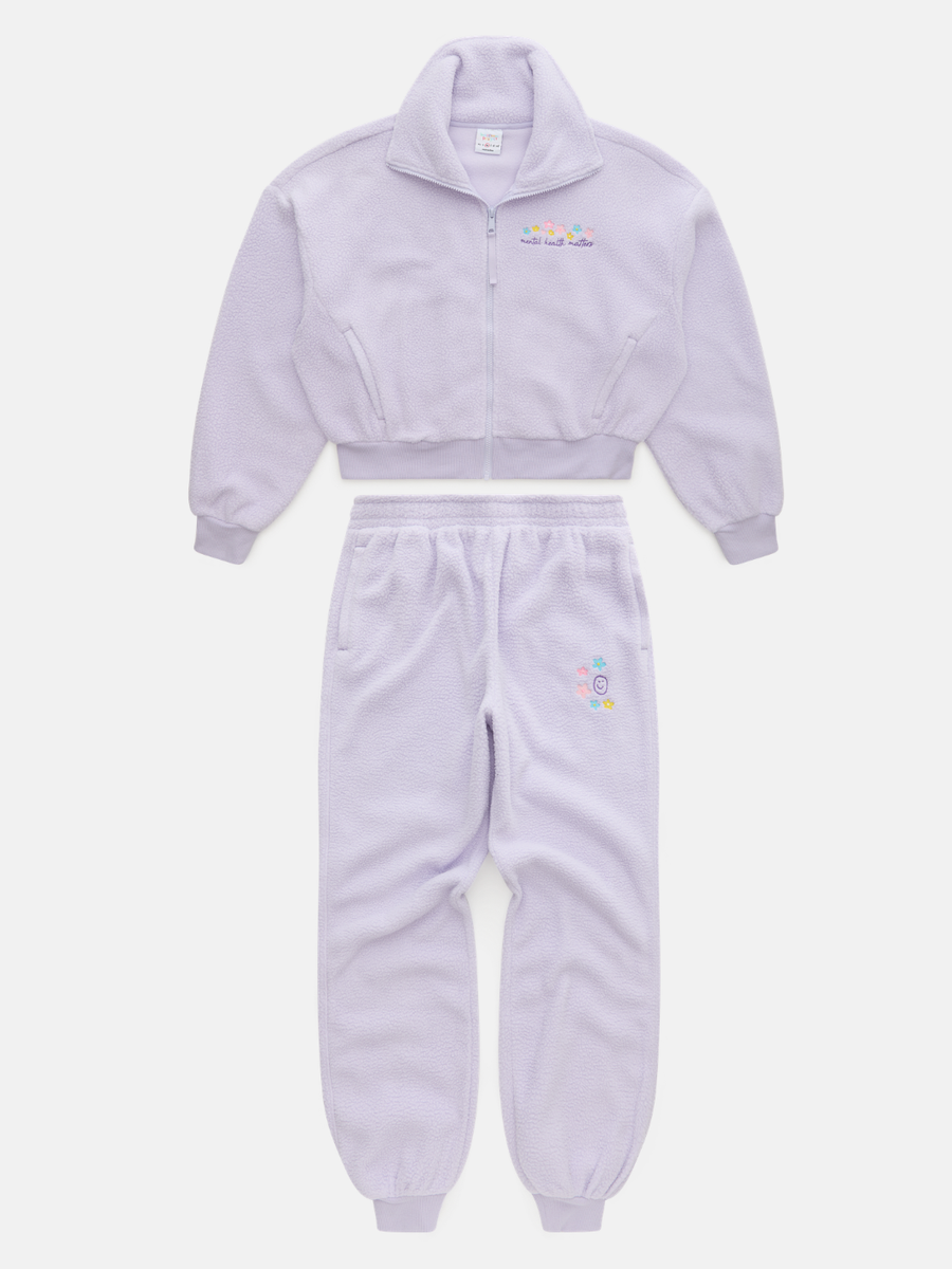 Floral Sherpa Sweat Set - Lavender