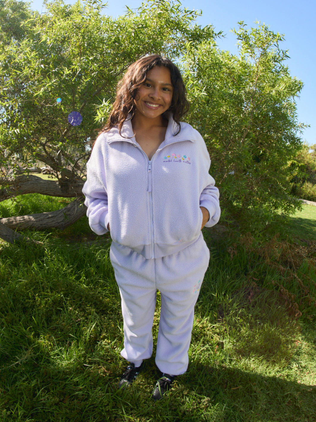 Floral Sherpa Sweat Set - Lavender