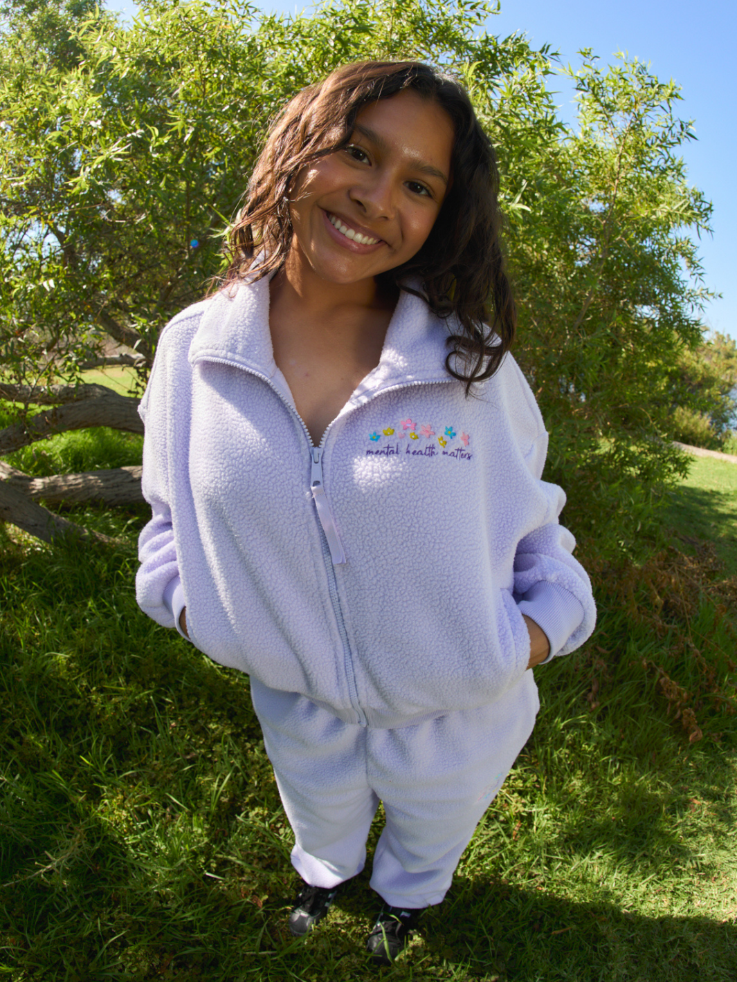 Floral Sherpa Sweat Set - Lavender