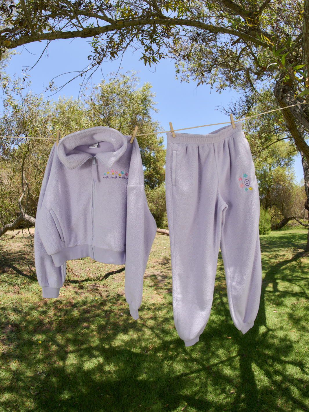 Floral Sherpa Sweat Set - Lavender