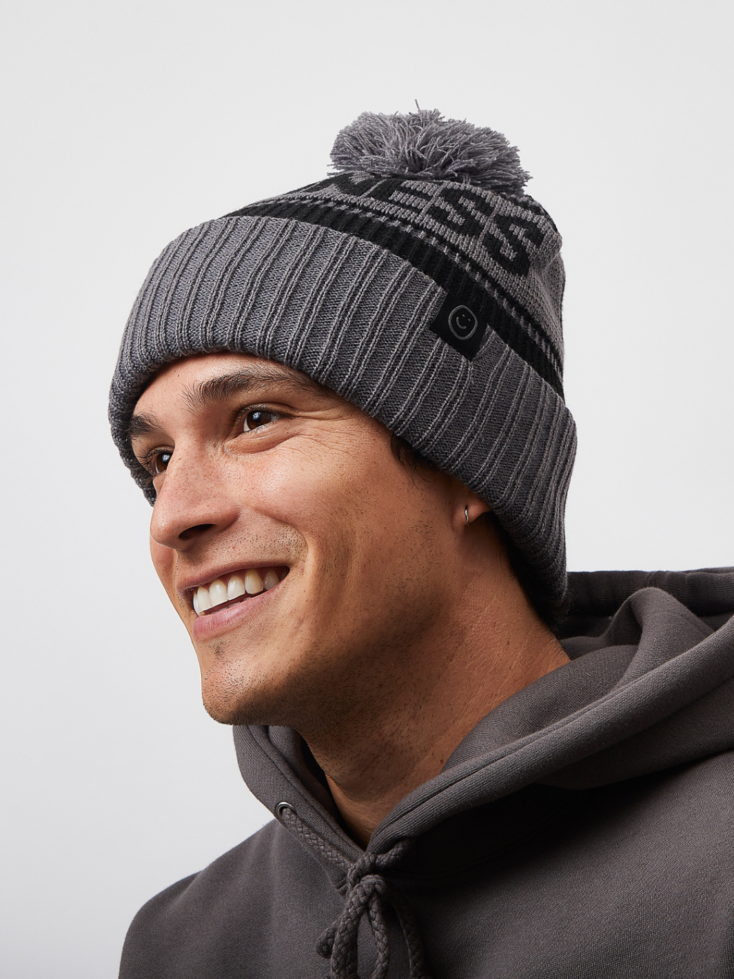 Happiness Pom Beanie - Black