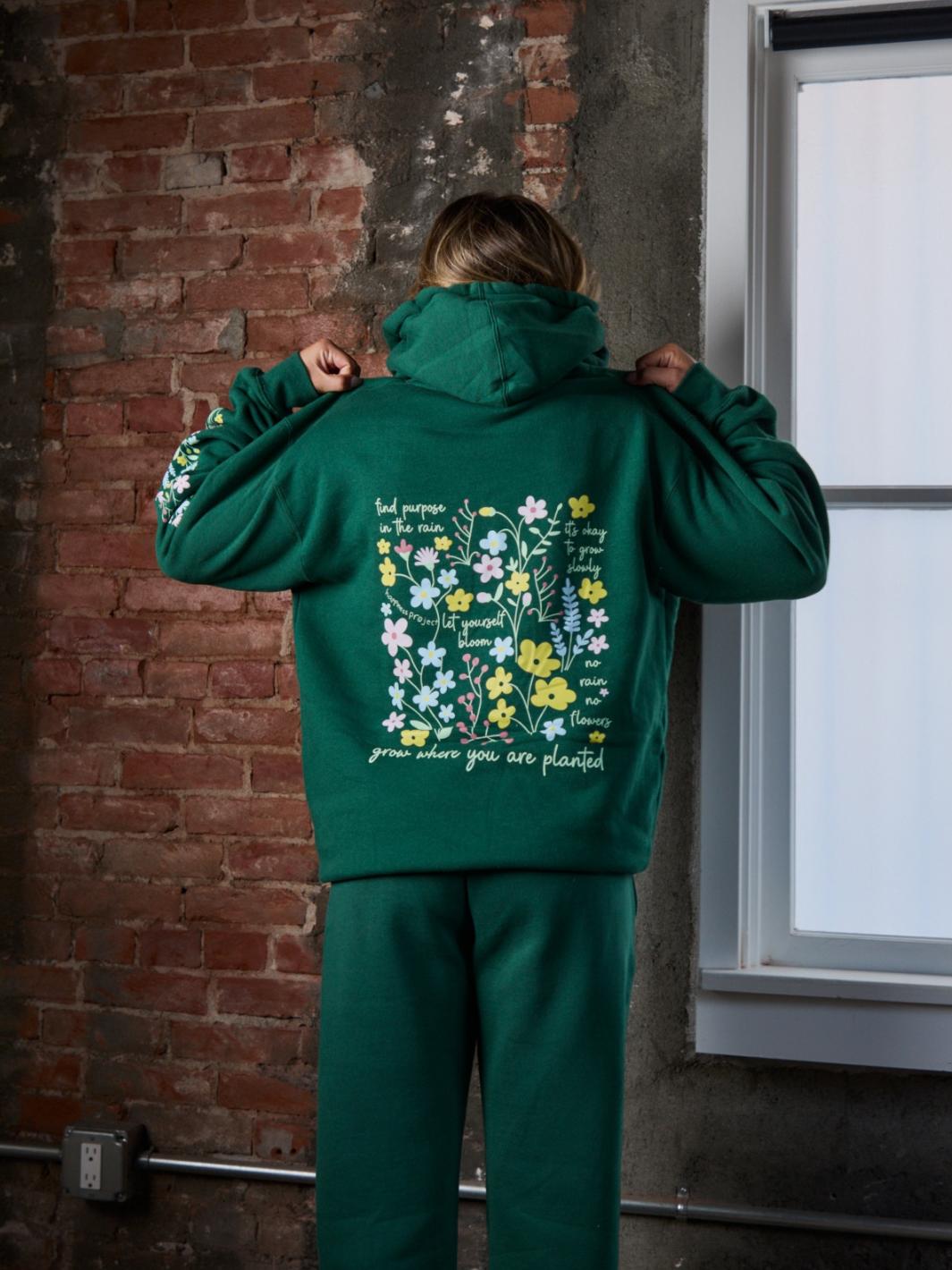 Wildflower Hoodie Set - Dark Green