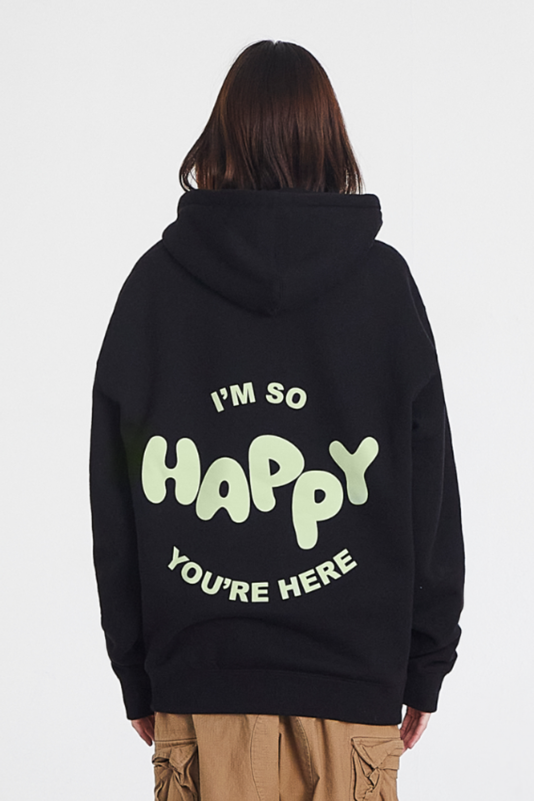 Happy You're Here Hoodie - Black/Matcha