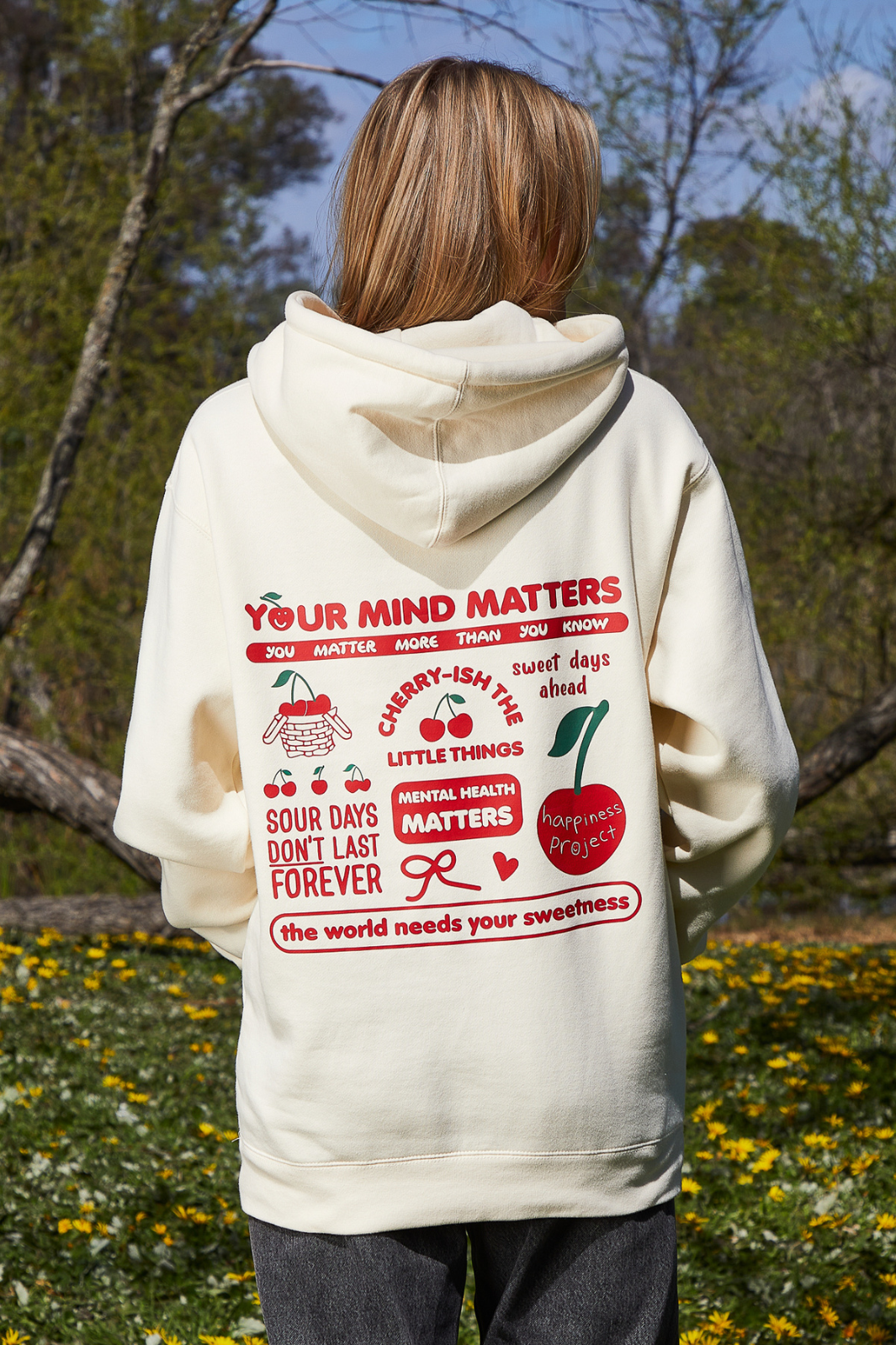 Cherry Hoodie - Cream
